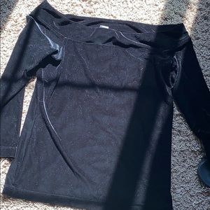 Off shoulder black velvet top